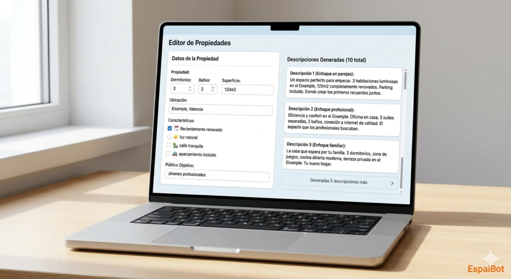 Generador automático de descripciones inmobiliarias con IA: múltiples versiones personalizadas para diferentes tipos de compradores