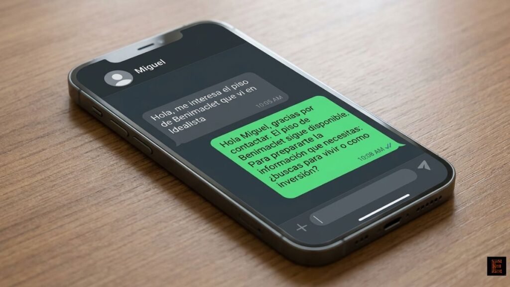 Ejemplo de respuesta automática a un lead de Idealista por WhatsApp